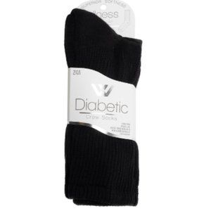 Wellness by Harmony & Sole Everyday Diabetic Crew Socks Unisex Black 2 Pair New
